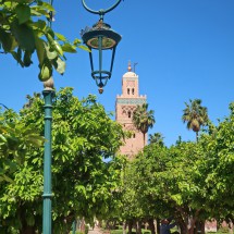 Beautiful lamp in the park in front of the Koutoubia mosque